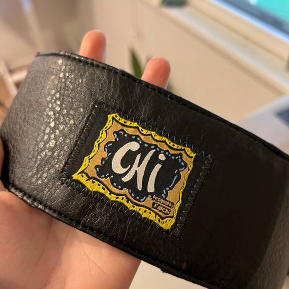 Chi Designed by Carlos Falchi Black Genuine Leather Snake Skin Belt Free Size - Picture 5 of 14